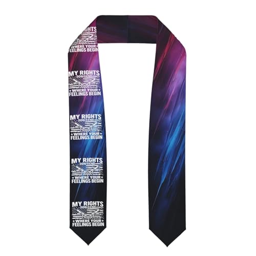 UNSMJHDKA My Rights Don't End Where Your Feelings Begin With Guns and American Flag Graduation Stole Sash Scarf Lightweight Double Sided Graduation Shawl Decoration Gift