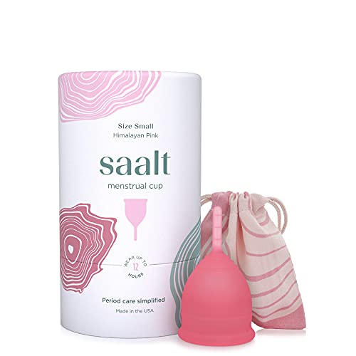 Saalt Menstruationstasse Wiederverwendbare Periodentasse Leckfreie Schutz für bis zu 12 Stunden BPA- und Latexfrei Inklusive Tasse & Tragetasche - Klein Rosa