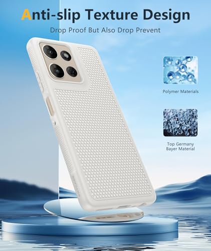 Image of FNTCASE for Moto G-Power 2026 Case: Motorola Moto G Power 2025 Case 14FT Military Grade Drop Protection with Screen Protector Shockproof Anti-Slip Sweat-Resistant Matte TPU Daily Phone Cover (White)