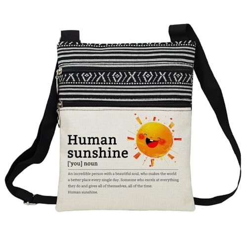 Human Sunshine Definition Messenger Bag Small Ethnic Pattern Printed Adjustable Strap Crossbody Zipper Bag Phone Bag Wallet Cute Shoulder Handbag for Women