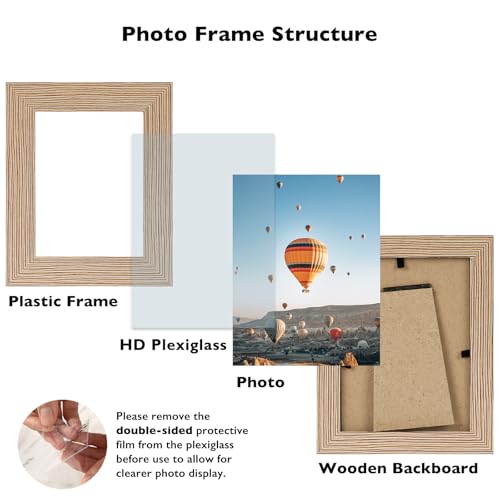 Image of JCJMY 3x4 Picture Frame Black for Tabletop or Wall, 3 x 4 Wall Gallery Poster Photo Frame with Shatter Resistant Plexiglass, Rustic Brown