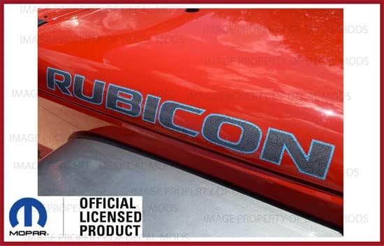 Miniatura 2 de Decal Mods Rubicon - Calcomanías gráficas para capó para Jeep Wrangler JK Rubicon (2007-2018) Topo Map - Gris con líneas grises oscuras, contorno