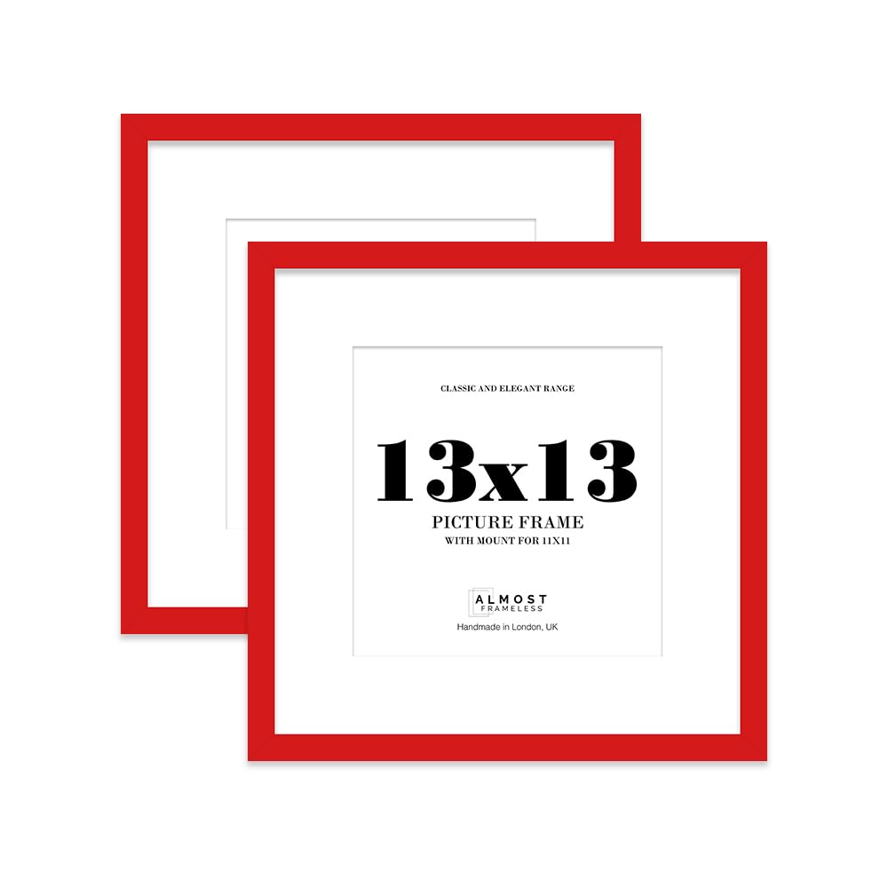 13x13 Red Picture Frame with Mount for 11x11 Photos, Prints - Modern Square Wall Frame, Set of 2 — image 1