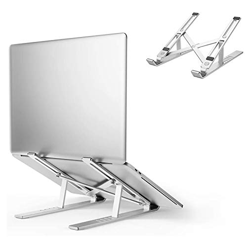 BXSZVOK Laptop Stand, Adjustable Aluminum Lightweight Ergonomic Laptop Riser, Foldable Portable Desktop Holder Compatible with All Laptops Up to 15.6