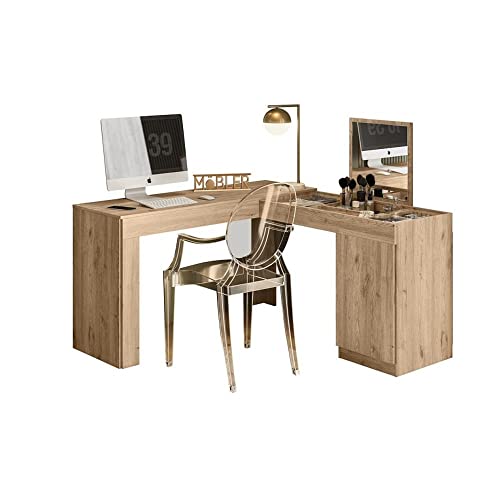 Escrivaninha Penteadeira de Canto com Espelho 1 Porta Star Belaflex