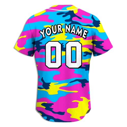 Custom Baseball Jersey Camouflage Personalized Team Name Number Button Down Short Sleeve Baseball Softball Uniform - Thumbnail 3