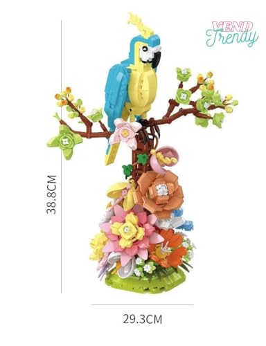 Image of Flowers and Parrot Building Set- 1162pcs, Compatible with Lego Flower, Cute Bird and Succulent Botanical Collection Set