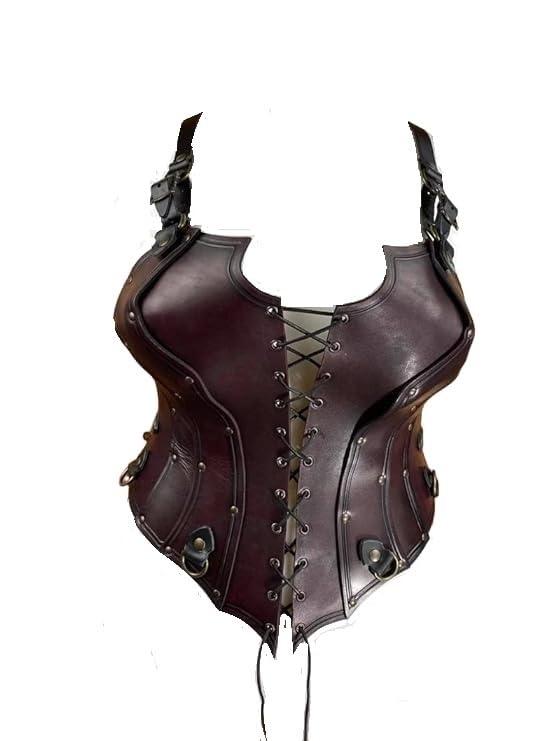 NauticalMart Eyelet Female Leather Warrior Corset - Perfect for LARP, Cosplay, Cinema, Theatre Renaissance Female Armor