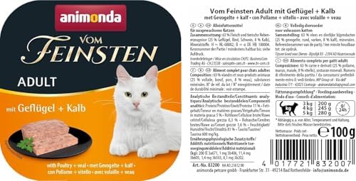 5. Bild von animonda Vom Feinsten Adult mit Geflügel + Kalb (32 x 100 g), Nassfutter für ausgewachsene Katzen, Katzenfutter ohne Getreide und Zucker, mit 100 % frischen, fleischlichen Zutaten