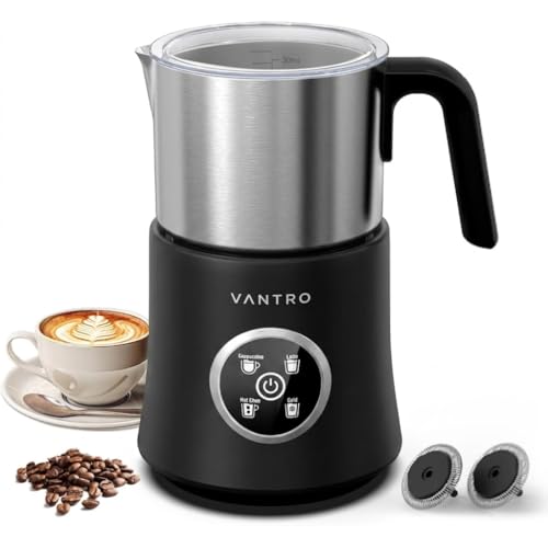 Image of VANTRO 900ml Electric Milk Frother & Milk Warmer, 4-in-1 Automatic Hot & Cold Foam Maker with Detachable Stainless Steel Jug, Coffee Frother for Latte, Cappuccino, Macchiato & Hot Chocolate