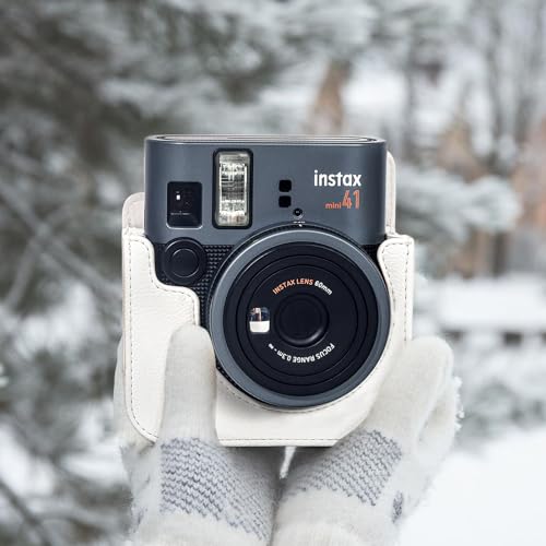 Funda para cámara Fujifilm Instax Mini 41 en piel PU blanca miniatura 5