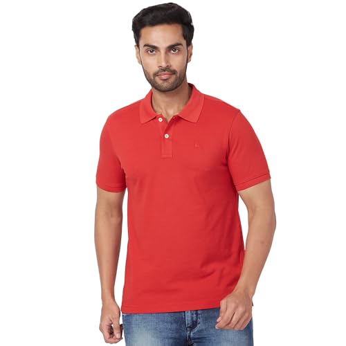 Image of Parx Men Regular Fit Solid Pattern Cotton Polyester Blend Half Sleeve Polo Neck Casual T-Shirt