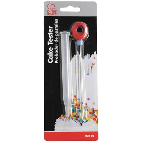 Chef Craft Testador de bolo, médio, vermelho, aço inoxidável, azul