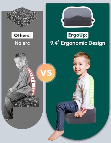 Image of Babelio 2-in-1 Ergo-Designed Booster Seat for Kitchen Chair, Promote Proper Upright Posture, Toddler Booster Seat for Dining Table, Removable & Washable Cover, for 18 Months to 5 Years, Dark Grey