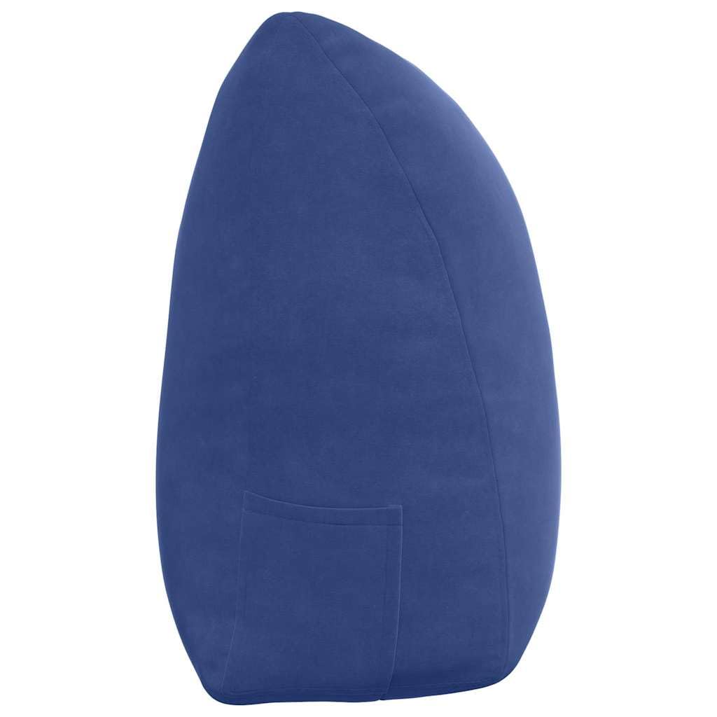 Rückenkissen Polizeiblau 160 x 24 x 50 cm Samt Lesekissen Keilkissen für Bett und Sofa, Ergonomische Rückenlehne mit Seitentasche und Abnehmbarem Bezug für Schlafzimmer und Büro