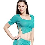 ROYAL SMEELA Women’s Crop Top Party Wear Bollywood Readymade Indian Saree Blouse Choli Belly Dance Top Dancing Outfit Costume Light Green