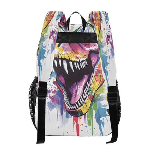 Colorful Dinosaur Painting Clear Backpack Heavy Duty See Through Transparent PVC BookBag for Kids Boy Girl School Work3
