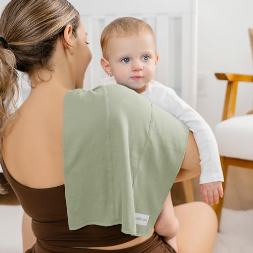 Image of Comfy Cubs Baby Burp Cloths Set (Pack of 6) - Large, 6-Layer, Ultra Absorbent 100% Cotton for Infant Spit-Up, Drool, and Messes - Soft, Gentle, Thoughtful New Born Baby Gifts, Sage