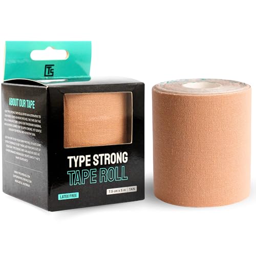 Type Strong Kinesiology Tape Roll for Athletes. 16FT Extra Wide KT Tape for Knees, Shoulders, Ankles. Waterproof, Sweatproof Muscle Tape for Sensitive Skin. Athletic Tape for Injury Recovery & Support