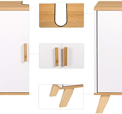 EUGAD Under Sink Cabinet Basin Unit Cupboard Bathroom Floor Cabinet Vintage with Storage White with Legs
