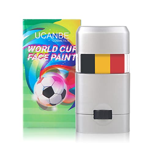 UCANBE Euros Belgium Flag Face Paint - 3 Colors Body Painting Stripe Stick for Football Euro Cup Qualifier 2023 European Championship World Cup Soccer Fan National Day(Black,Yellow,Red)