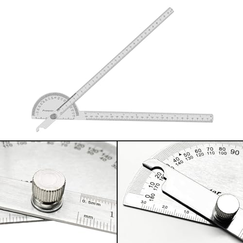 Nortools Winkelmesser – Edelstahl-Winkelmesser 0-180° mit rundem, verstellbarem Kopf | Präzisionswerkzeug für Schreiner, Mechaniker & Handwerker (30 cm / 11,8 Zoll)