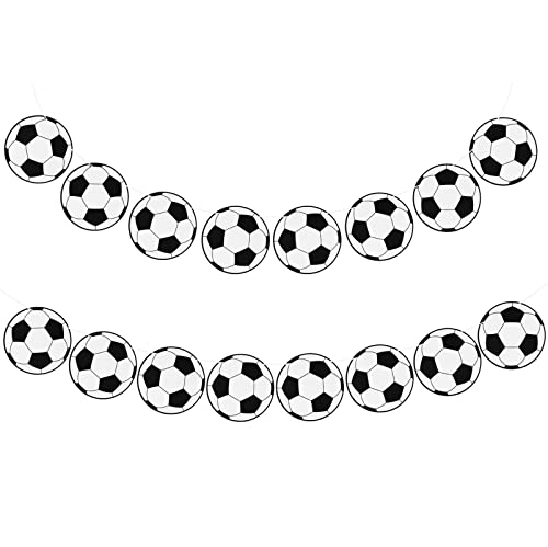 CABAX Soccer Party Decorations - 2 Sets Football Banners & Cards for Boys & Girls Soccer Fans 16 Pcs