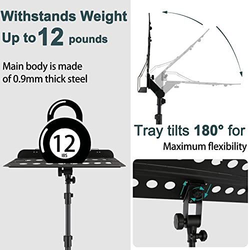 Eastrock Sheet Music Stand Professional With Portable Bag Widened Panel, Thickened Pipe Wall, Lengthened Height Lifting Music Stand, Adjustable Folding Plate Metal, With Phone Holder #TOP2