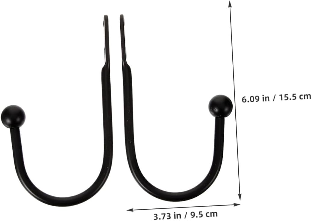4pcs Metal Curtain Holdback Hooks U-Shaped Drapery Tiebacks Wall-Mounted Curtain Pull Back Hooks for Living Room Bedroom Window Black Electroplated