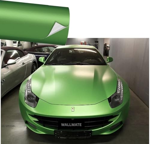Image of WALLMATE Matt Metallic Apple Green Car Sticker Self Adhesive Bubble Free Vinyl Wrap for Car, Scooty, Cycle, Bike and Other Vihicle Interior & Exterior Decoration (Apple Green, 20X84 in)