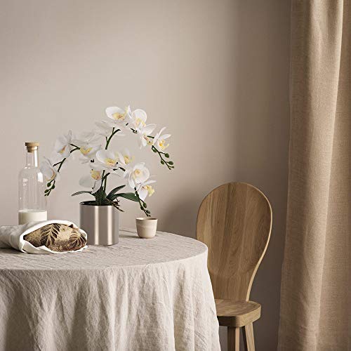 Lesing Artificial Orchid Flower With Vase, White Orchid Bonsai Faux Orchid Phalaenopsis Plant Pot Arrangements For Home Decoration (White,Silver Vase) #TOP3