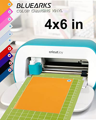 Bluearks Color Changing Vinyl, Permanent Adhesive Vinyl, Hot & Cold Color Change Vinyl For Cricut Joy (6" X 4" 10 Sheet, Label Removable) #TOP4