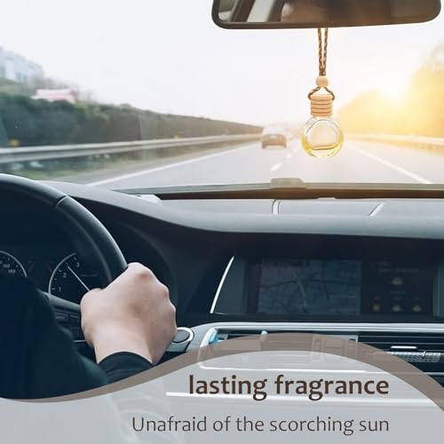Image of 60Pcs Hanging Car Air Freshener Diffuser, 10ml Empty Glass Essential Pendant Bottles, Automotive Oil Aromatherapy Fragrance Perfume Containers