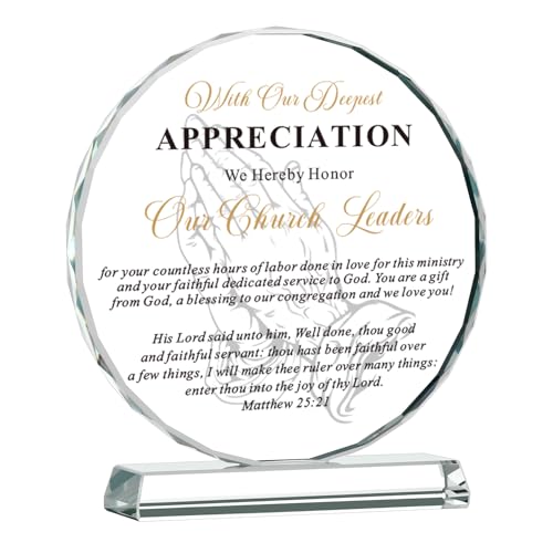 JOASURA Church Leader Appreciation Gifts-Sunflower Shaped Crystal Plaque, 6x5.3 Inch Decorations Plaques for Pastor Clergy Keepsakes, Thank You for Christianity Pastores Best Ideas Gift