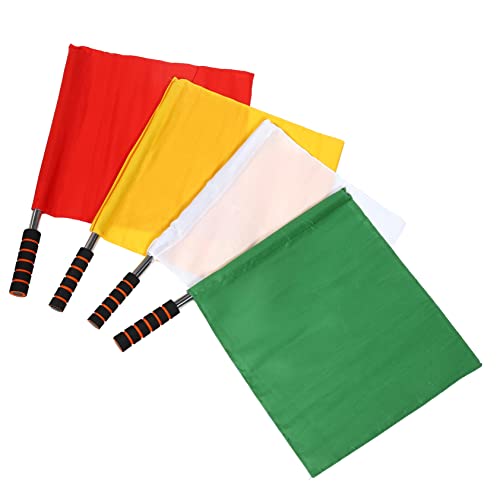 BRIGHTFUFU 4pcs Soccer Referee Flags Sports Warning Flags Stainless Steel Polyester Material