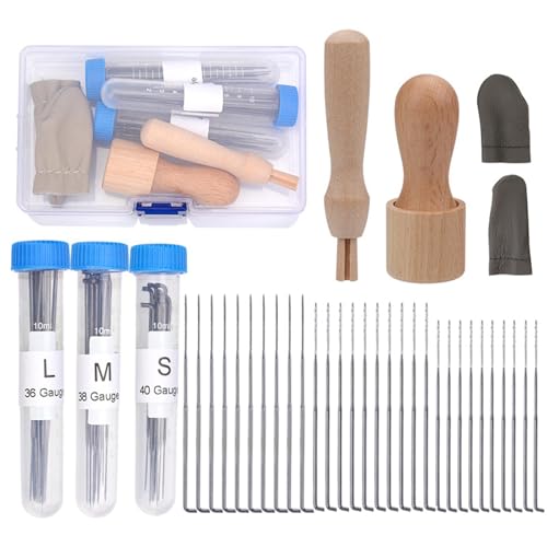 Wool Felting Needle Tools with 36/38/40 Gauge Needles and 1/8 Needle Wooden Handle for Needles Felting Supplies Beginner or Professional to DIY Crafting(Color:Silver)