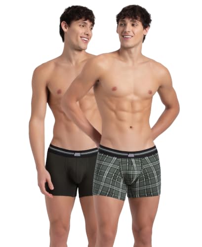 Image of Jockey UI21 Men's Super Combed Cotton Elastane Stretch Printed Trunk with Ultrasoft Waistband (Pack of 2 Colors & Prints May Vary)