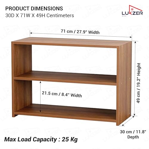 Image of Lukzer 3 Tier Wooden Kitchen Organizer Rack | Multipurpose Storage Shelf for Toaster, Spice & Utensils | Space Saving Bedside Bookshelf, Shoe Stand for Home & Office (SR-004 /Oak Brown)