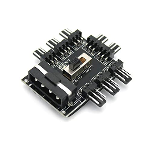 HuaLiSiJi PWM Splitter Fan HUB 3pines HUB Ventiladores PC 12V para Ventiladores de Enfriamiento de Computadora Fácil de Ubicar a Través de (8 Puertos)