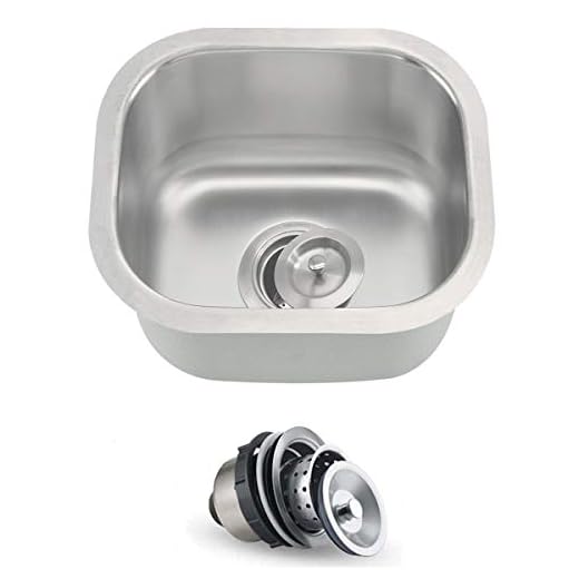 ORLANDO 13 x 13 inch Undermount Single Bowl Stainless Steel 18 Gauge Kitchen Bar Sink With Strainer