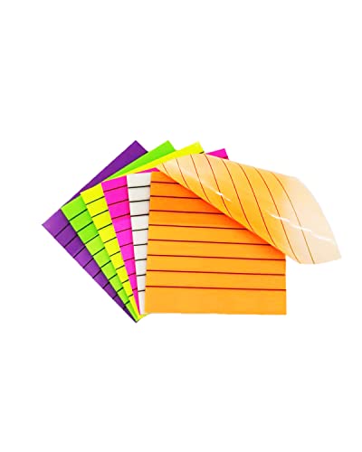 AOBYMIN 300 Sheets Lined Transparent Sticky Notes, 3x3 Inch Color Clear Sticky Notes, Waterproof See Through Translucent Notes for School Office Annotation Supplies