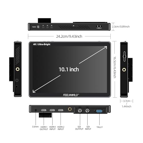 Image of FEELWORLD LUT11S 10.1 inch 2000nits 1920x1200 Resolution Ultra-Bright Touch Screen Camera Field Monitor 3G-SDI & 4K HDMI Input /Output Large Screen On-Camera Monitor for Directors /Photographers