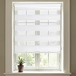 Day and Night Blinds No Drill Zebra Blinds for Windows Stick on No Drilling Easy Fit Roller Blind for Bedroom Kitchen Bathroom Door Window (1, White, 55W x 160H cm)