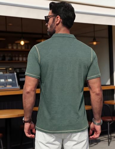 Image of Mens Polo Shirts Short Sleeve Casual Summer Lightweight Cotton Golf Polo Shirts with Pocket