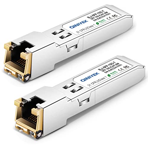 Image of 10G SFP+ to RJ45 Module, 10GBase-T Copper SFP+ Gbic Transceiver for Cisco SFP-10G-T-S, Ubiquiti UniFi UF-RJ45-10G, MikroTik S+RJ10, Netgear AXM765, Fortinet, Cat.6a /7, up to 30m, 2Pack