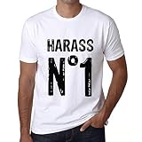 Homme Tee-Shirt Harceler Le N° 1 1 – Harass No 1 – T-Shirt Vintage Blanc L