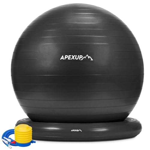 APEXUP Yoga Ball Chair, Exercise Ball Chair with Base for Office, Anti Slip Stability Ball Fitness...