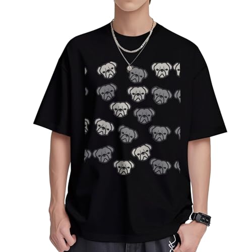 T-shirt bouledogue américain homme en coton col rond coupe droite