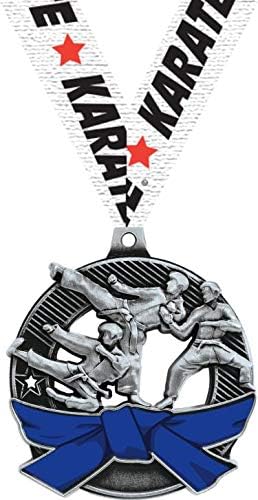 Karate Blue Belt Medals - 2.25" Silver Karate Medal Awards Prime