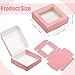 Zonon 30 Kraft Paper Boxes with Window 4.13 x 4.13 x 1.18 Inch Candy Packaging, Small Gift Boxes, Soap holder, Mini Treat Packaging for Bakery Chocolate Jewelry Display(Pink)